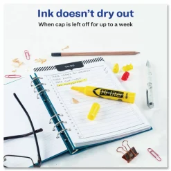 Avery Hi-Liter SmearSafe Highlighters, Chisel Tip, Desk-Style, Yellow, Pack Of 12 Highlighters