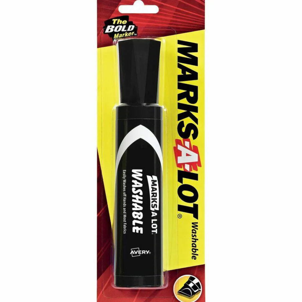 Avery Marks A Lot Jumbo Washable Marker, Chisel Tip, Black