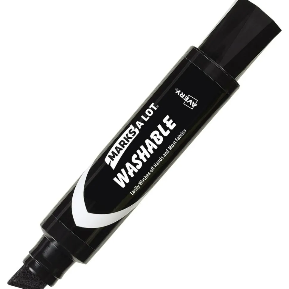 Avery Marks A Lot Jumbo Washable Marker, Chisel Tip, Black