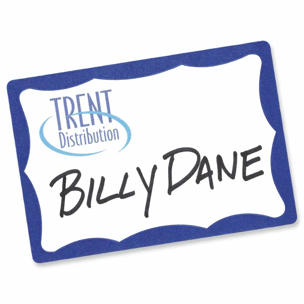 Avery Name Tags, 05144, 2-1/3" x 3-3/8", White With Blue Border, 100 Removable Name Badges