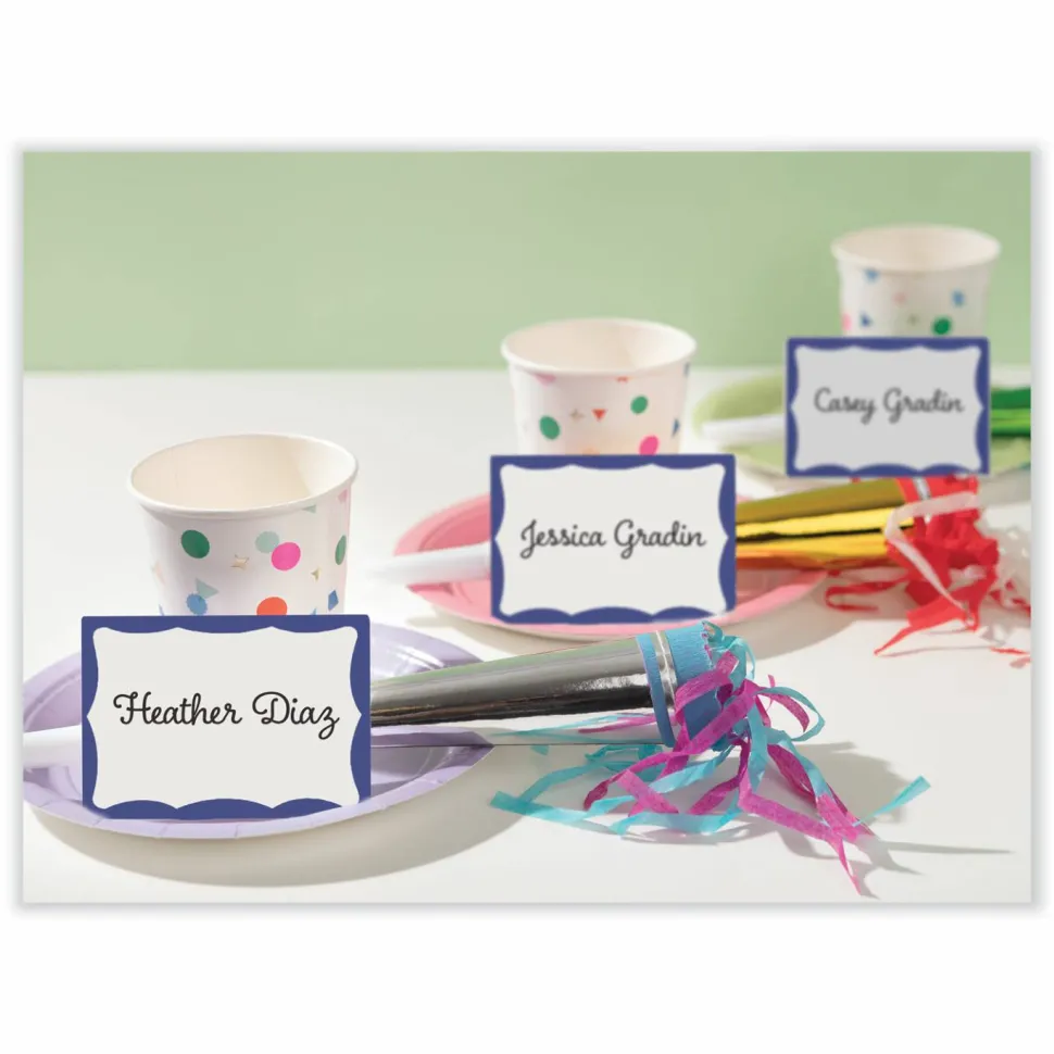 Avery Name Tags, 05144, 2-1/3" x 3-3/8", White With Blue Border, 100 Removable Name Badges