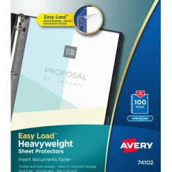 Avery Non-Glare Heavyweight Sheet Protectors With Easy Load, 8-1/2" x 11", Clear, 100 Document Protectors