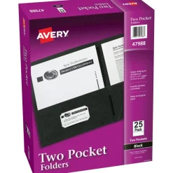 Avery 2-Pocket Folders, Letter Size, Black, Pack of 25