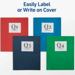 Avery 2-Pocket Folders With Fasteners, Letter Size, Red, Pack Of 25