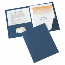 Avery 2-Pocket Folders With Fasteners, Letter Size, Dark Blue, Pack Of 25