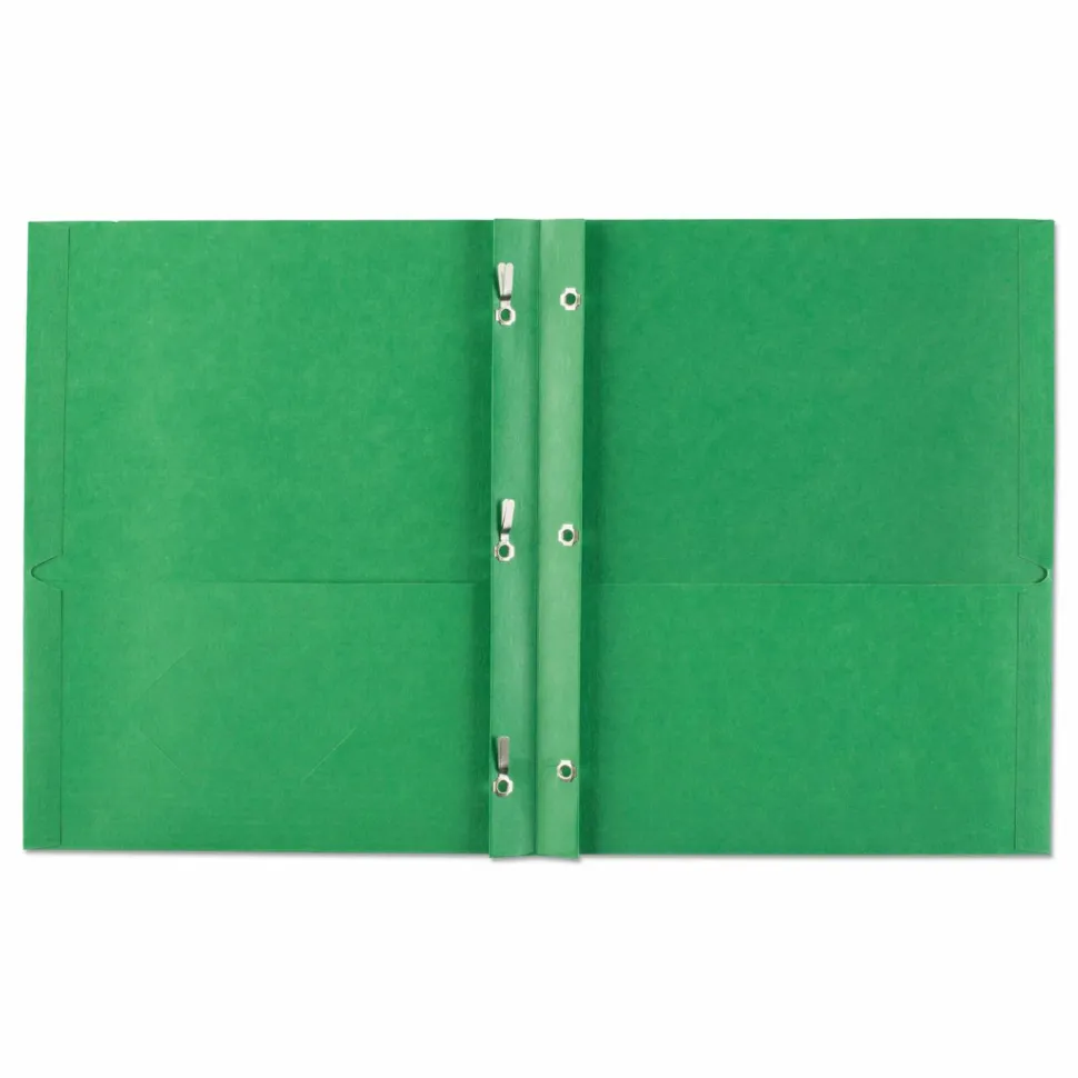 Avery 2-Pocket Folders With Fasteners, Letter Size, Green, Pack Of 25
