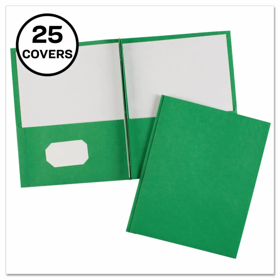 Avery 2-Pocket Folders With Fasteners, Letter Size, Green, Pack Of 25