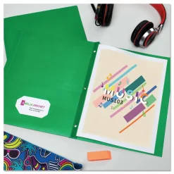 Avery 2-Pocket Folders With Fasteners, Letter Size, Green, Pack Of 25