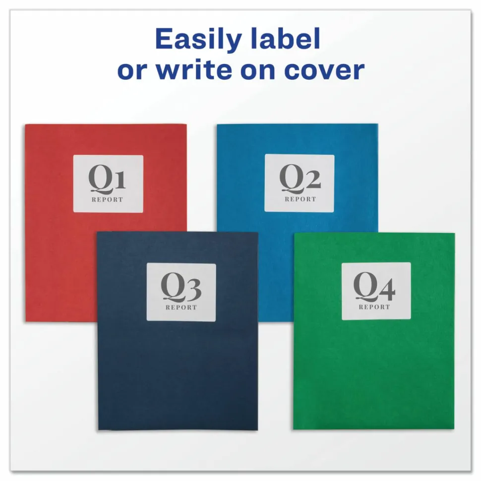 Avery 2-Pocket Folders With Fasteners, Letter Size, Green, Pack Of 25