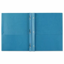Avery 2-Pocket Folders With Fasteners, Letter Size, Light Blue, Pack Of 25