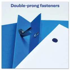 Avery 2-Pocket Folders With Fasteners, Letter Size, Light Blue, Pack Of 25