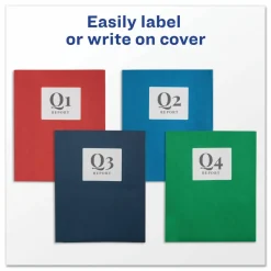 Avery 2-Pocket Folders With Fasteners, Letter Size, Light Blue, Pack Of 25