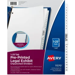 Avery Premium Collated Legal Dividers Avery Style, Side-Tab, 1-25 & Table Of Contents, 8-1/2