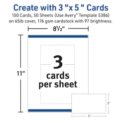 Avery Printable Index Cards With Sure Feed Technology, 3