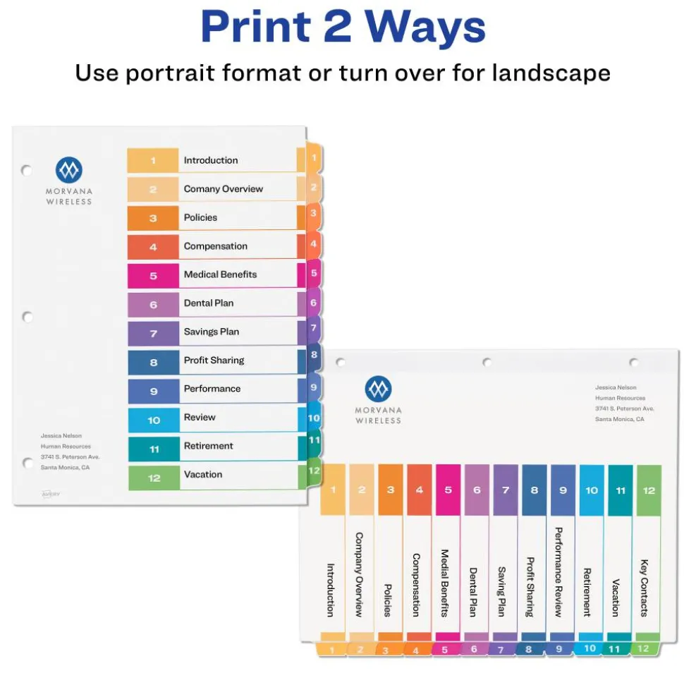 Avery Ready Index Table of Content Dividers