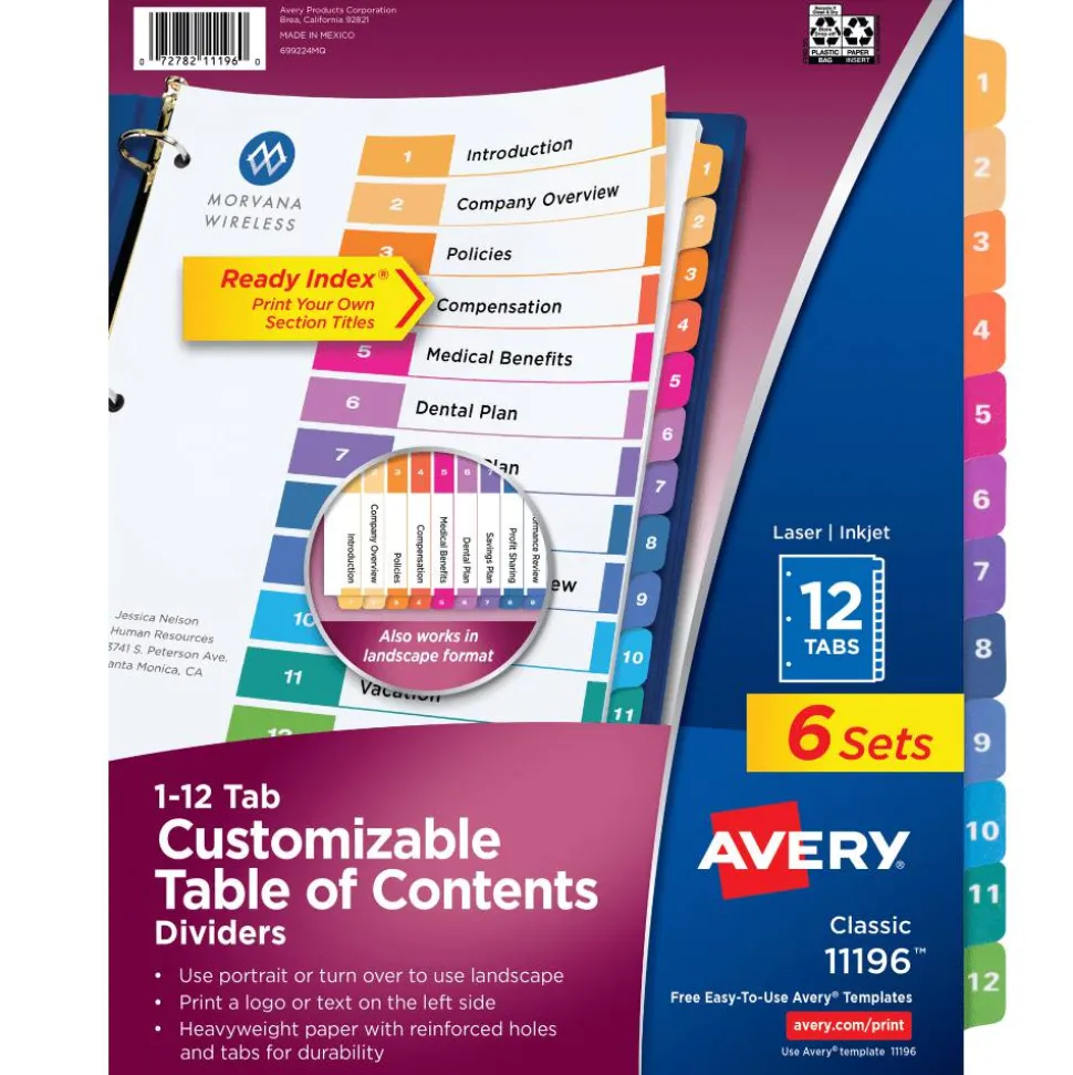 Avery Ready Index Table of Content Dividers
