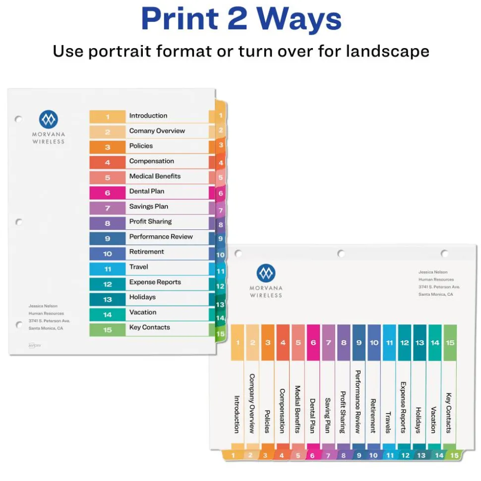 Avery Ready Index Table of Contents Dividers