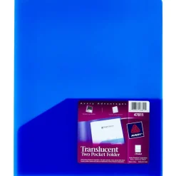 Avery Translucent Two Pocket Water Resistant Folder, 8-1/2" x 11", Blue, 1 Folder