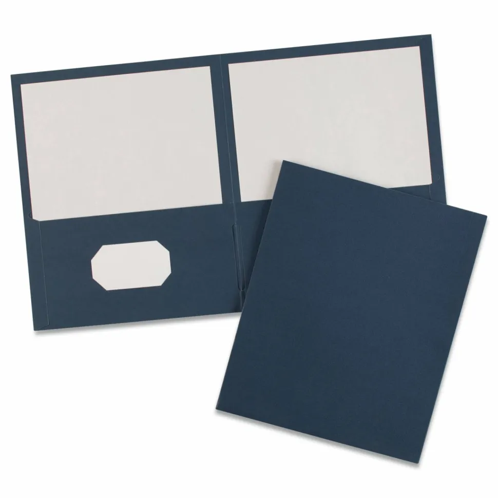 Avery Two Pocket Folders, 8-1/2" x 11", Dark Blue, Box Of 25