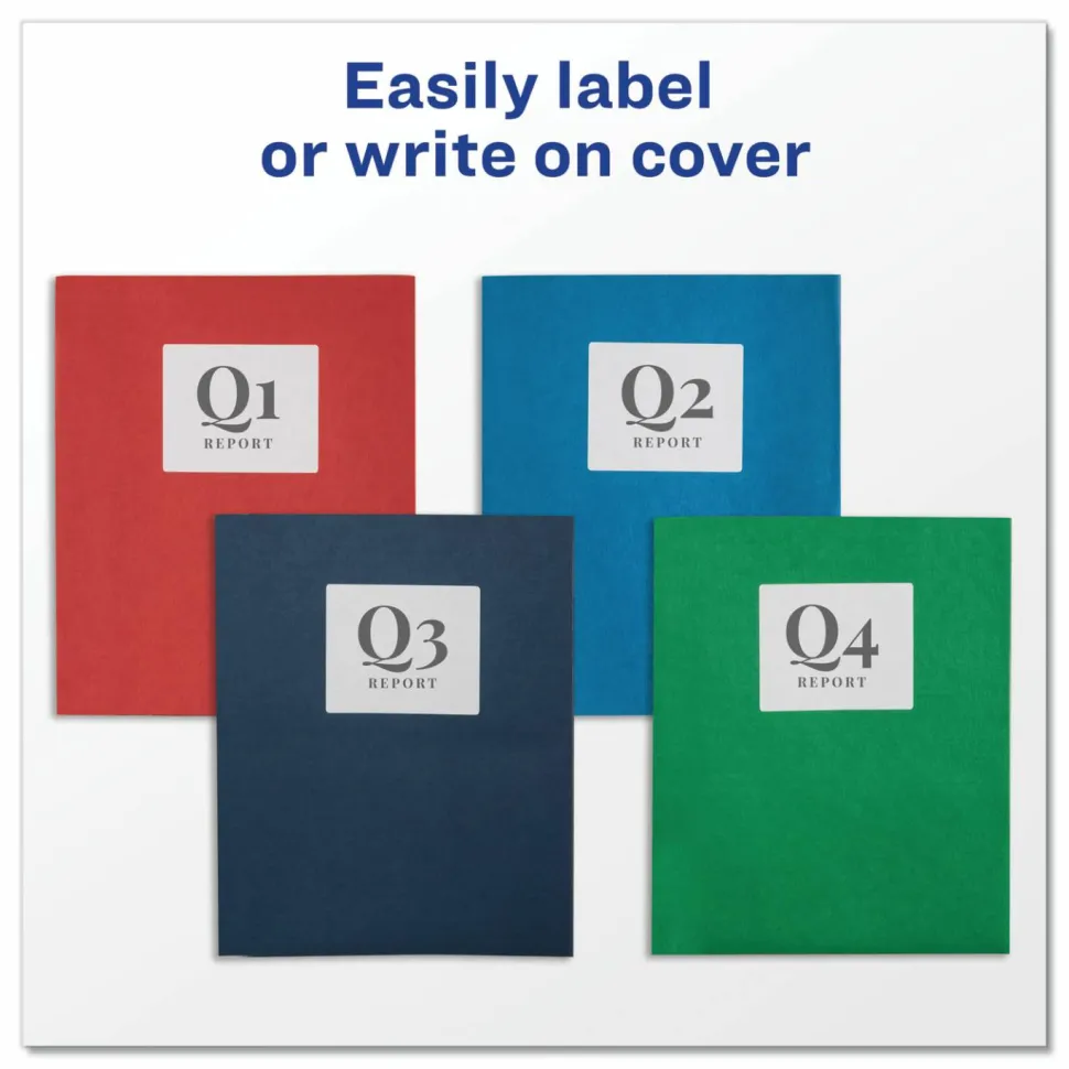 Avery Two Pocket Folders, 8-1/2" x 11", Red, Box Of 25