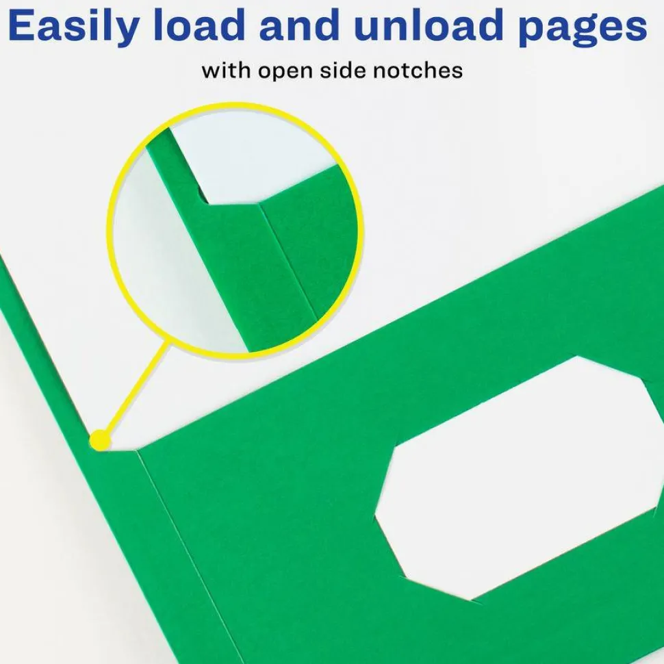 Avery Two-Pocket Folder, Accommodates (40) 11 x 8.5 Sheets, Green, 25/Box