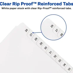 Avery Allstate Style Collated Legal Exhibit Dividers, 8 1/2" x 11", Numbered 26–50, White