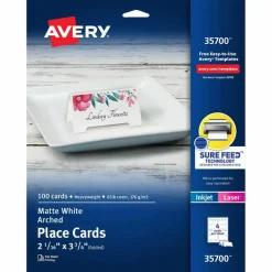 Avery Arched Place Cards, 2-1/16" x 3-3/4" , White, 100 Cards (35700)
