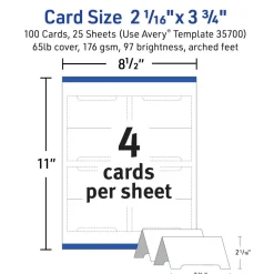 Avery Arched Place Cards, 2-1/16" x 3-3/4" , White, 100 Cards (35700)