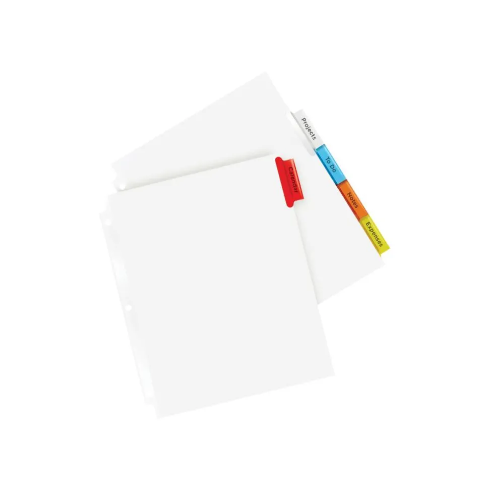 Avery Big Tab Extra-Wide Insertable Dividers, 9-1/4" x 11-1/8", Clear Reinforced, White/Multicolor, 5-Tab