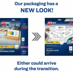 Avery Clean Edge Business Cards, Laser, 2 x 3.5, White, 10 Cards/Sheet, 20 Sheets/Pack