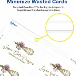 Avery Clean Edge Business Cards, Laser, 2 x 3.5, White, 10 Cards/Sheet, 20 Sheets/Pack
