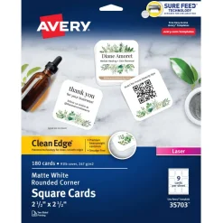 Avery Clean Edge Laser Printable Multipurpose Card, White, 35703