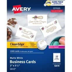 Avery Clean Edge Printable Business Cards With Sure Feed Technology For Laser Printers, 2