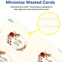 Avery Clean Edge Printable Business Cards With Sure Feed Technology For Laser Printers, 2" x 3.5", Ivory, 200 Blank Cards