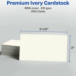 Avery Clean Edge Printable Business Cards With Sure Feed Technology For Laser Printers, 2" x 3.5", Ivory, 200 Blank Cards