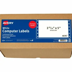 Avery Continuous Form Permanent Address Labels, 4076, Rectangle, 5