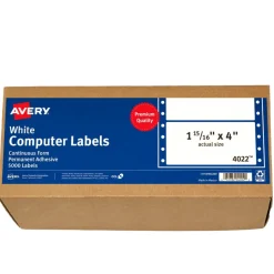Avery Continuous Form Permanent Address Labels, 4022, Rectangle, 4" x 1 15/16", White, Box Of 5,000