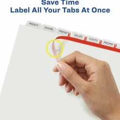 Avery Customizable Index Maker Dividers For 3 Ring Binder, Easy Print & Apply Clear Label Strip, 8 Tab, White, 1 Set