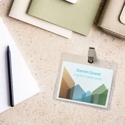 Avery Customizable Name Badges With Clips, Rectangle, 74541, 3" x 4", Clear Holders With White Inserts, 100 Badges