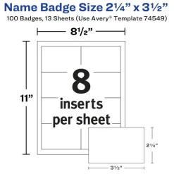 Avery Customizable Name Badges With Pins, 74549, 2-1/4