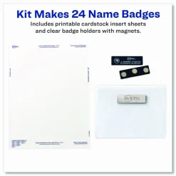 Avery Customizable Name Badges With Magnets, Rectangle, 8780, 3