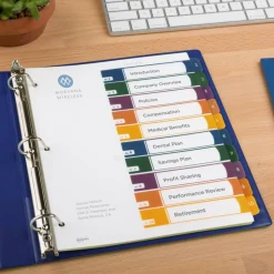 Avery Customizable Table of Contents Ready Index Dividers with Multicolor Tabs, 10-Tab, 1 to 10, 11 x 8.5, Translucent, 1 Set