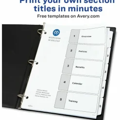 Avery Customizable Table of Contents Ready Index Black and White Dividers, 5-Tab, 1 to 5, 11 x 8.5, White, 6 Sets