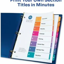 Avery Customizable TOC Ready Index Multicolor Tab Dividers, Extra Wide Tabs, 8-Tab, 1 to 8, 11 x 9.25, White, 1 Set