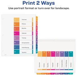 Avery Customizable TOC Ready Index Multicolor Tab Dividers, Extra Wide Tabs, 8-Tab, 1 to 8, 11 x 9.25, White, 1 Set