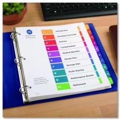 Avery Customizable TOC Ready Index Multicolor Tab Dividers, Extra Wide Tabs, 10-Tab, 1 to 10, 11 x 9.25, White, 1 Set