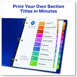 Avery Customizable TOC Ready Index Multicolor Tab Dividers, Extra Wide Tabs, 10-Tab, 1 to 10, 11 x 9.25, White, 1 Set
