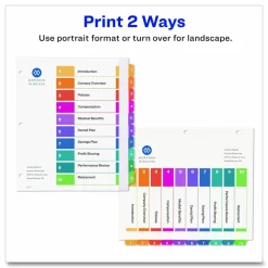 Avery Customizable TOC Ready Index Multicolor Tab Dividers, Extra Wide Tabs, 10-Tab, 1 to 10, 11 x 9.25, White, 1 Set