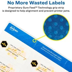 Avery Dissolvable Labels, 4224, Rectangle, 1 1/4" x 2 3/8", White, Pack Of 90