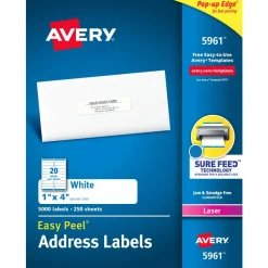Avery Easy Peel Address Labels With Sure Feed Technology, 5961, Rectangle, 1
